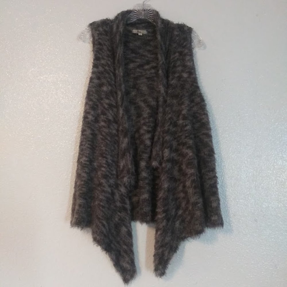 Bass women's size S gray and black marbled sleeveless cardigan sweater